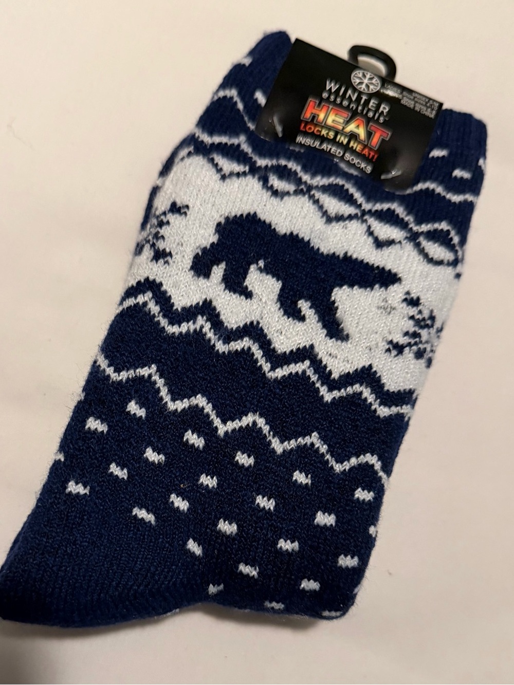 Insulated Men's Navy & White Bear Pattern Socks